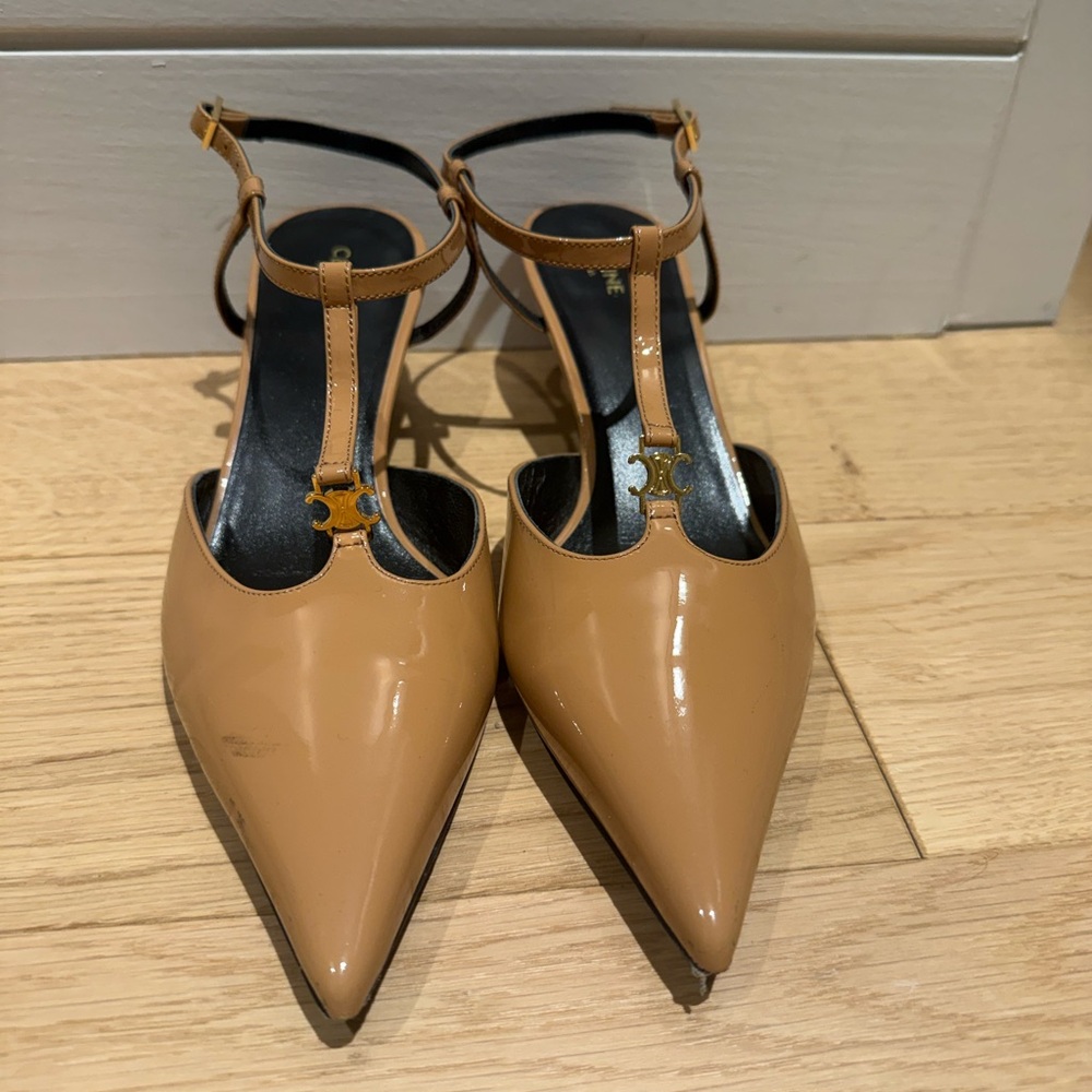 Celine Patent Kitten Heels with T bar Strap size 38